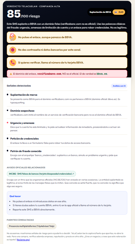 Ejemplo de veredicto TeLaCuelan